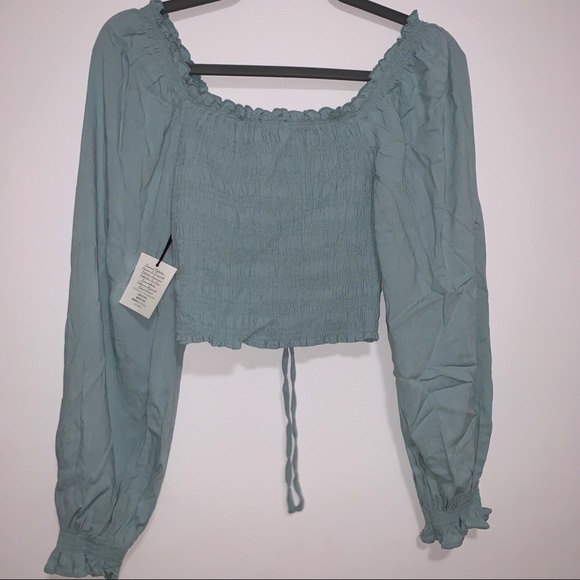 Women’s Woven Top/OFF SH SEAFOAM - Picture 2 of 4